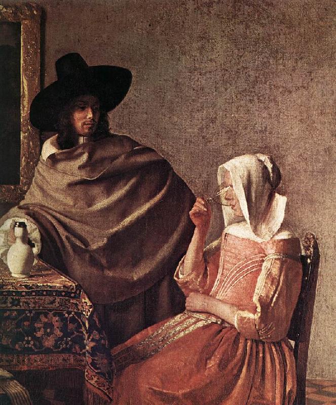 A Lady Drinking and a Gentleman (detail) ar, VERMEER VAN DELFT, Jan